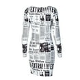 thumbnail image 5 of Coduop Women Bodycon Mini Dress Square Neck Long Sleeve Newspaper Slim Dresses, 5 of 6