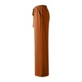thumbnail image 6 of Endives Women's Wide Leg Pants Textured Elastic High Waisted Solid Color Flared Elegant Casual Pants Orange, 6 of 7