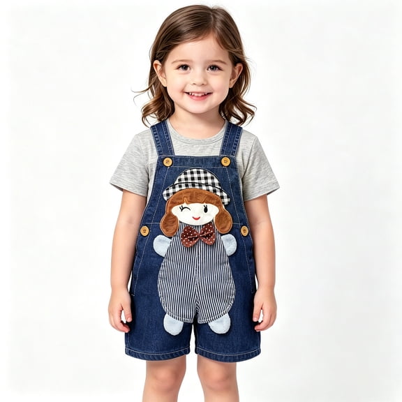 Abomasnow Boy Girl Jean Overalls Toddler 3D Graphic Denim Jumpsuit 9 Month-3 Years