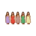 thumbnail image 3 of Vestido corto de verano para mujer, color liso, ribete de encaje, mangas acampanadas, escote en V, corte en A., 3 of 9
