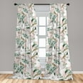 thumbnail image 2 of Nature Window Curtains, Wild Jungle Inspired Butterfly and Bird Sketches With Exotic Leaf Pattern, Lightweight Decor 2-Panel Set with Rod Pocket, Pair of - 28"x84", Ivory Forest Green, by Ambesonne, 2 of 3
