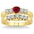 thumbnail image 2 of 1.5 Carat Ruby & Diamond Five Stone Bridal Set on 10k Yellow Gold, 2 of 2
