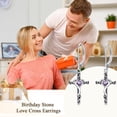 thumbnail image 6 of JKR Birthstone Cross Earrings 925 Sterling Silver Heart Cross Dangle Drop Earrings Fine Jewelry Birthday Gifts for Women Her Girlfriend, 6 of 10