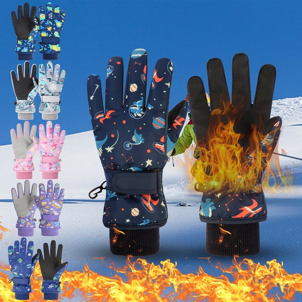 Guantes de esquí y snowboard para niños, ideales para actividades al aire libre. Resistentes al frío y al viento. Plegables y portátiles, con forro de algodón aislante.