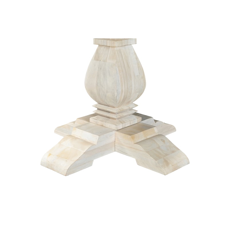 Benedict 71" Round Dining Table in Mango Solid Wood with White Wash Finish