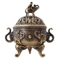thumbnail image 1 of Quemador de incienso: Mini quemador de incienso de cobre con trípode y tapa. Porta incienso de elefante antiguo, hueco, para decoración del hogar, aromaterapia y meditación., 1 of 4