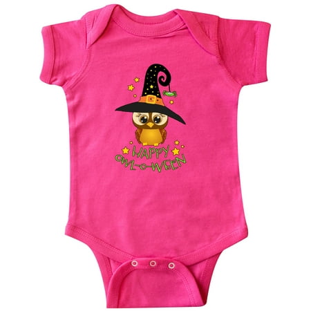 

Inktastic Happy Owl-o-Ween- Cute Halloween Owl in Witch Hat Gift Baby Boy or Baby Girl Bodysuit