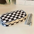 thumbnail image 5 of 1pc Large Capacity Checkerboard Pattern Pencil Case for Students - Soft Handle, Stationery Bag with Back to School Essentials Desk Storage Organization, 5 of 5