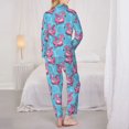 thumbnail image 3 of Pajama Sets for Women 2 Pcs, PinkInflatable bird circle Button Down Long Sleeve Sleepwear Lounge PJ Sets, 3 of 6
