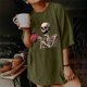 thumbnail image 2 of Blusa de manga corta con diseño de calavera y esqueleto de manga caída vintage para mujer Pompotops hfajkhk127979, 2 of 9
