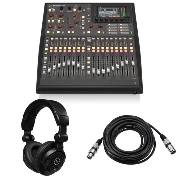 Behringer X32 PRODUCER 40-Input 25-Bus Rack-Mountable Digital Mixing Console, Bundle with TAPH100 Studio Headphones and Value Series 25' XLR Microphone Cable