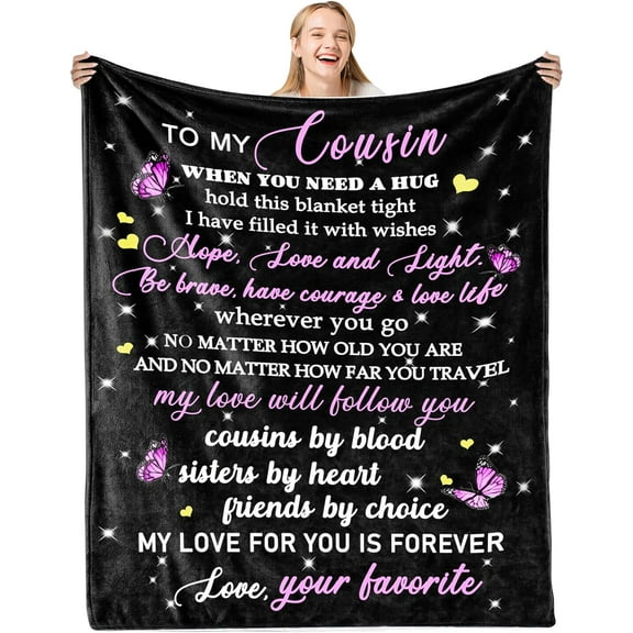 LHSHID Cousin Gifts for Women Cousin Blanket for Women Gifts for Cousins Best Cousin Gifts for Birthday Blanket to My Cousin Throw Blanket Soft Cozy Flannel Throw Blanket 30"x40"