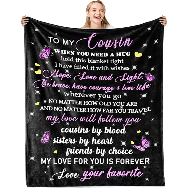 LHSHID Cousin Gifts for Women Cousin Blanket for Women Gifts for Cousins Best Cousin Gifts for Birthday Blanket to My Cousin Throw Blanket Soft Cozy Flannel Throw Blanket 30"x40"