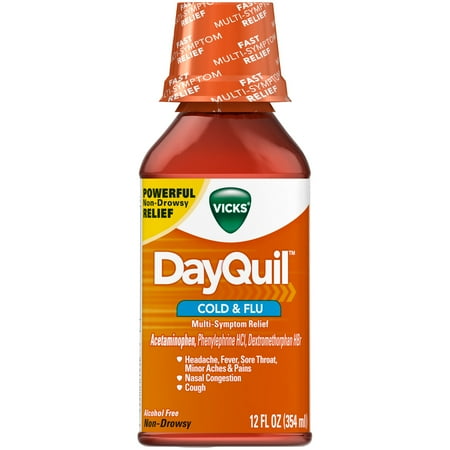 Vicks DayQuil Alcohol Free Non-Drowsy Cold & Flu Liquid, 12 fl. Oz