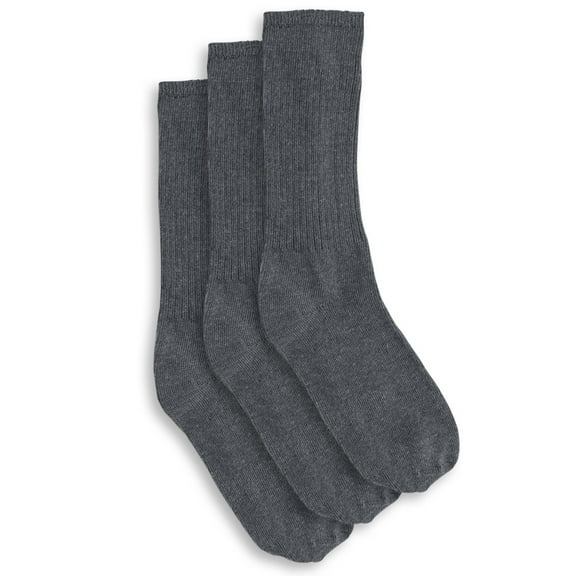 Harbor Bay by DXL Big and Tall Men's Extra-Wide Crew Socks, Charcoal, 13-16, Pack of 3