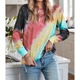 thumbnail image 1 of Women's Ombre Red Tie-dye Long Sleeve Top, 1 of 15