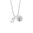 thumbnail image 2 of Delight Jewelry Silvertone Small Gelato Script Initial - I - Silvertone Script Initial Disc - T - Charm Necklace, 20"+3", 2 of 4