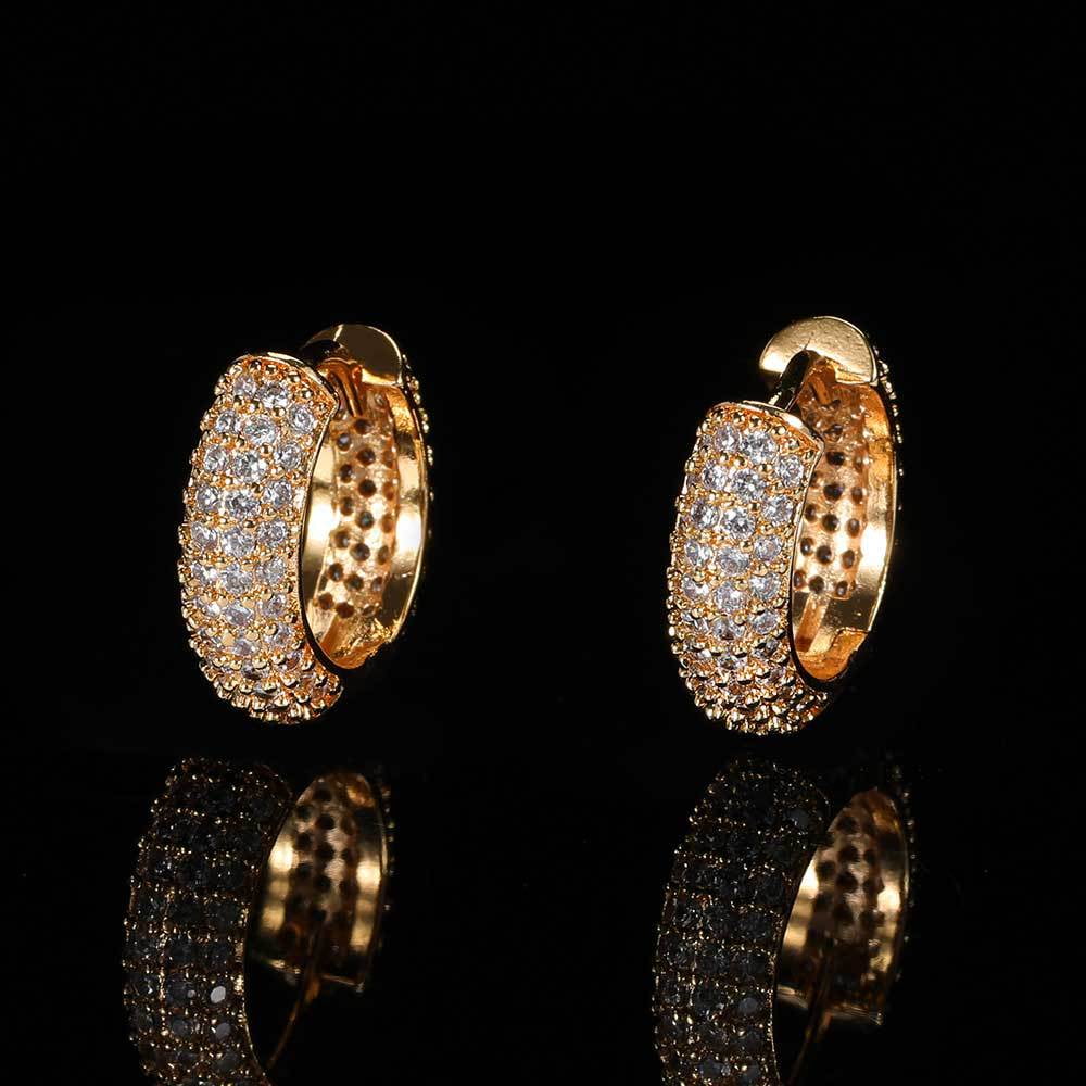 Gold cubic zirconia huggie earrings new arrivals