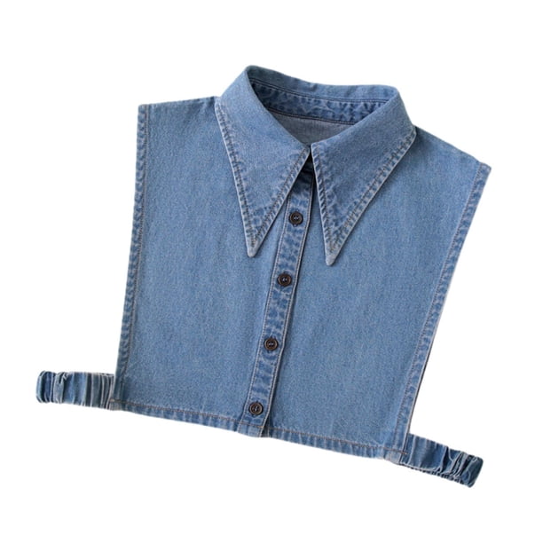 Cuello falso desmontable elegante traje profesional mitad superior mitad camisa blusa Azul