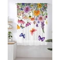 thumbnail image 2 of Sheer Curtains 72 Inches Long, Spring Floral Semi Sheer Curtains Light Filtering Window Treatment, Farmhouse Flowers Butterfly Watercolor Privacy Voile Drapes for Living Room Bedroom 52x72 Inch, 2 of 7