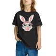 thumbnail image 2 of Virmaxy 3-10Y Kids' Easter Bunny Printed Cotton Top Happy Easter Short Sleeve Shirt for Spring Party, Egg Hunt, Casual Wear Soft Breathable Fabric Black-6 130, 2 of 4