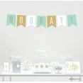 thumbnail image 2 of Signature Light Aqua, White, Gold Glittering Birthday Party, Hanging Pennant Banner, Hooray!, 2 of 2