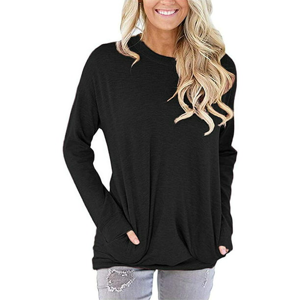 KORSIS - Pocket Shirts for Women Casual Loose Fit Tunic Top Baggy Comfy ...