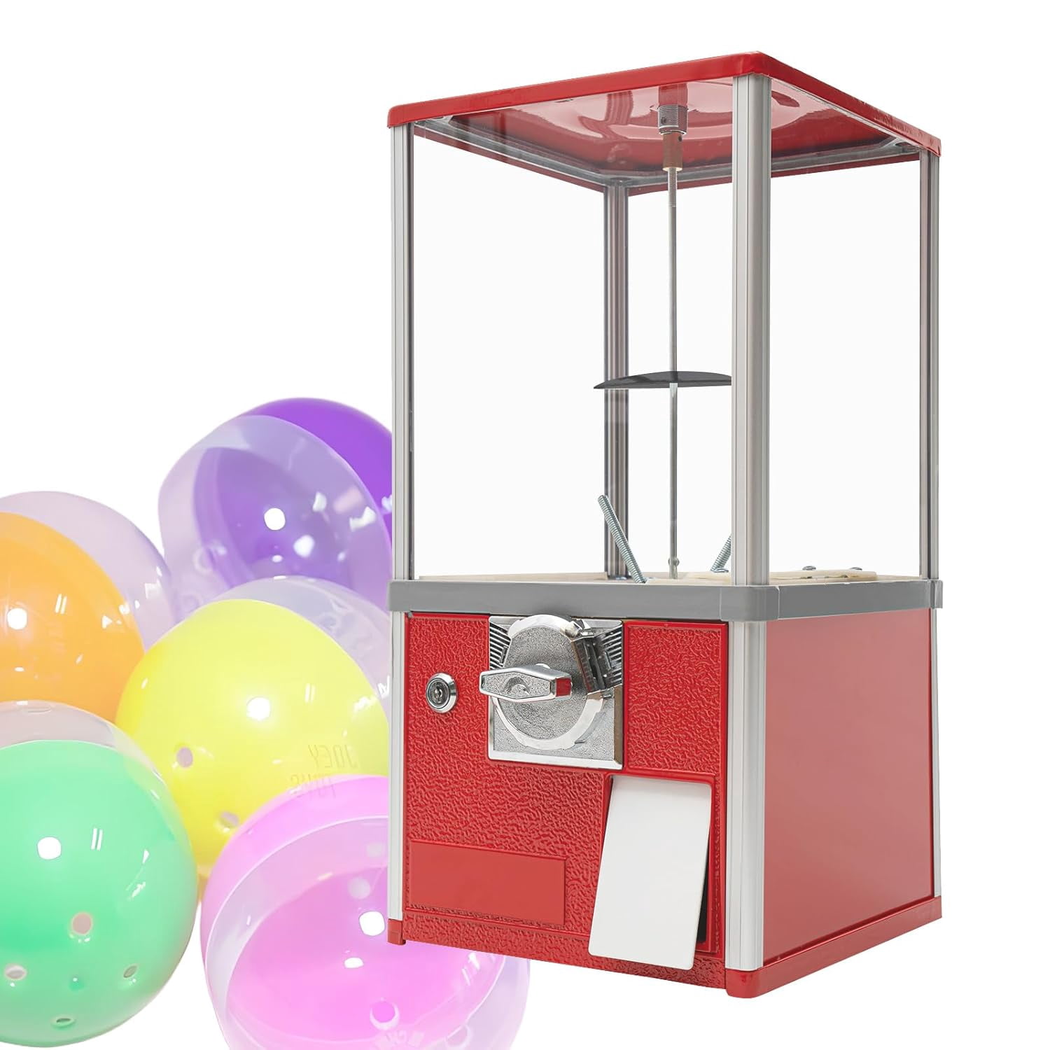 25 Cents Coin Operated Vending Machine, Toy Capsule Vending Machine, Commercial Gumball Machine, 200 Capacity for 1.8"-2" Gashapon, Twister Balls, Capsule Toys, Gumball, Bouncy Balls
