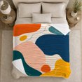 thumbnail image 5 of Abstract Orange Blue and Yellow Blocks, Energetic Modern Style for Art Lovers, Bright Geometric Flow Pattern and Birthday Gift, Cozy Flannel Blanket for Bedroom and Living Room, Home Decor, 5 of 9