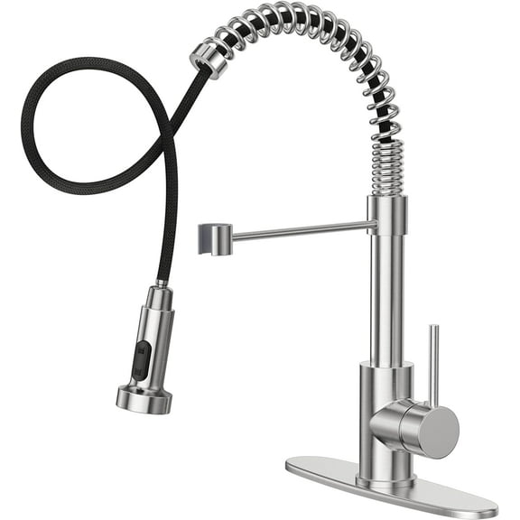 Kitchen Faucet with Pull Down Sprayer, Single Handle Pull Down Spring Sink Faucet, 1 Hole or 3 Hole Dual Function Sprayer for Farmhouses, Utility Rooms, RV's and Bars