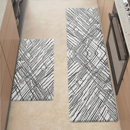 

Anti Fatigue Kitchen Mat Diagonal Lines Kitchen Rugs Non Slip Cushioned Standing Mat for Sink Floor Laundry Office Desk Mid 17.3 x 29