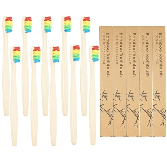 Cepillo de dientes SEVENHEAD de bambú con cerdas suaves, 10 piezas