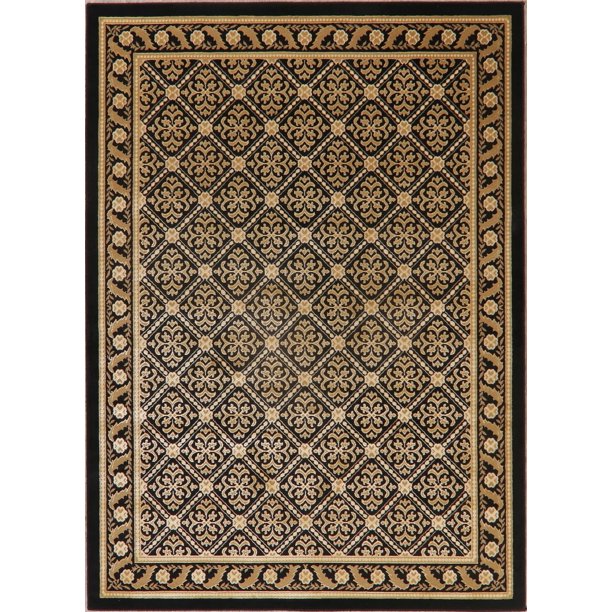 All Over Tuscan Black And Gold Area Rug Living Room Carpet 5x7 Walmart Com Walmart Com