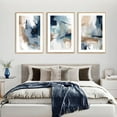 thumbnail image 3 of Large Navy Blue Brush Strokes Framed Canvas Wall Art Set,Abstract Neutral Art Painting,Modern Pastel Brown Artwork,Minimalist Shapes Wall Decor for Living Room,Bedroom,Office- 16''x24''x3, 3 of 6