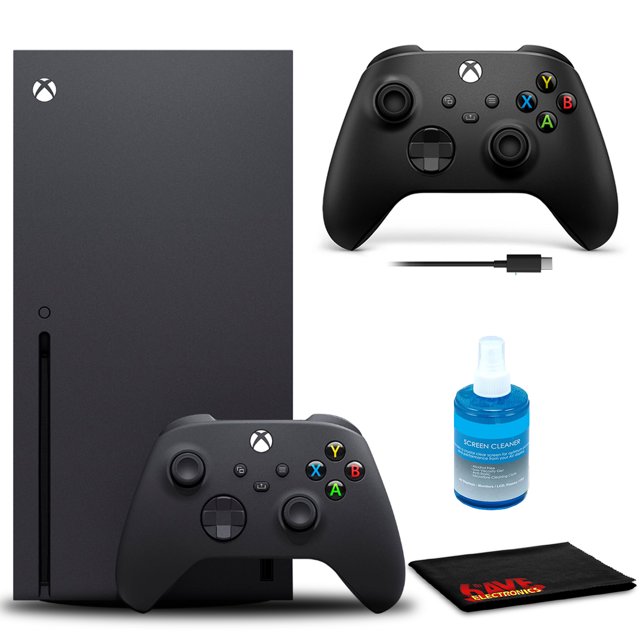 Microsoft Consola de Juegos Xbox Series X con Controlador Inalámbrico Xbox + Cable USB-C (2020, Negro Carbón) y Kit de Limpieza 6Ave