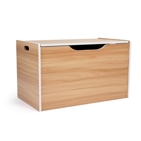 Humble Crew Kids Toy Box, Hinged Toy Storage Chest with Lid, Natural/White