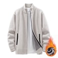 thumbnail image 6 of MaFYtyTPR Men's Zippered Sweater Jacket Stand Collar Long Sleeve Knit Cardigan with Pockets Casual Fall Winter Warm Outerwear A-Beige L, 6 of 6