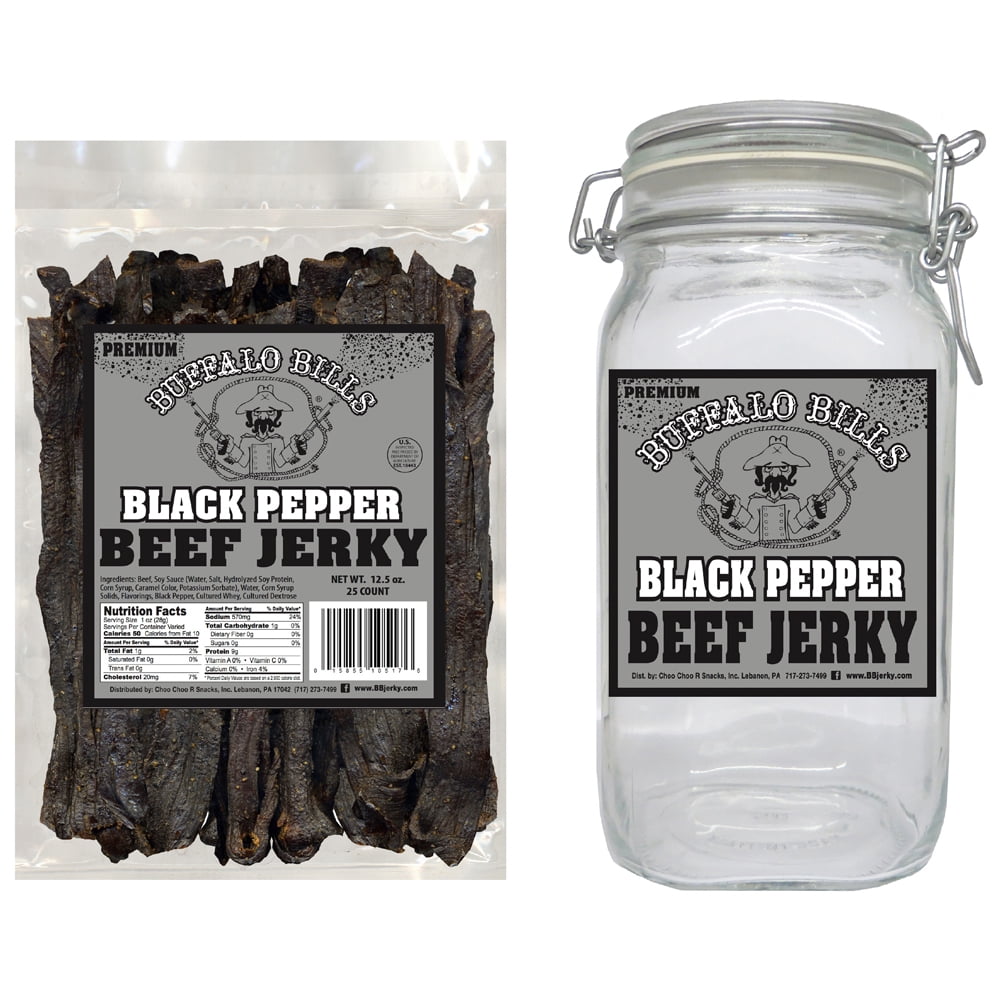 Buffalo Bills Black Pepper Beef Jerky 1 Bag Starter Kit (1 bag and 1 jar)
