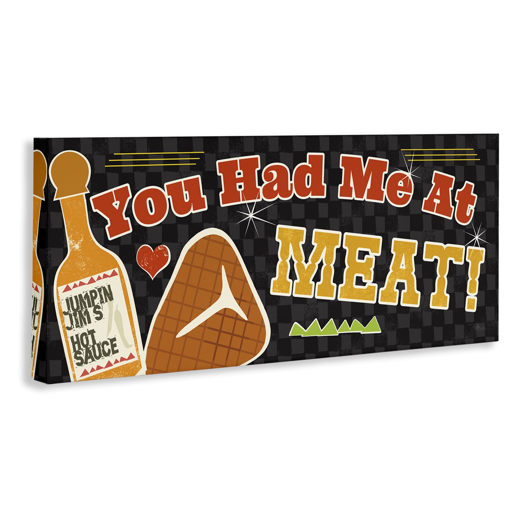 Stupell Industries You Had Me At Meat Food & Beverage Painting Wrapped Canvas Art Print Wall Art, 30 x 13