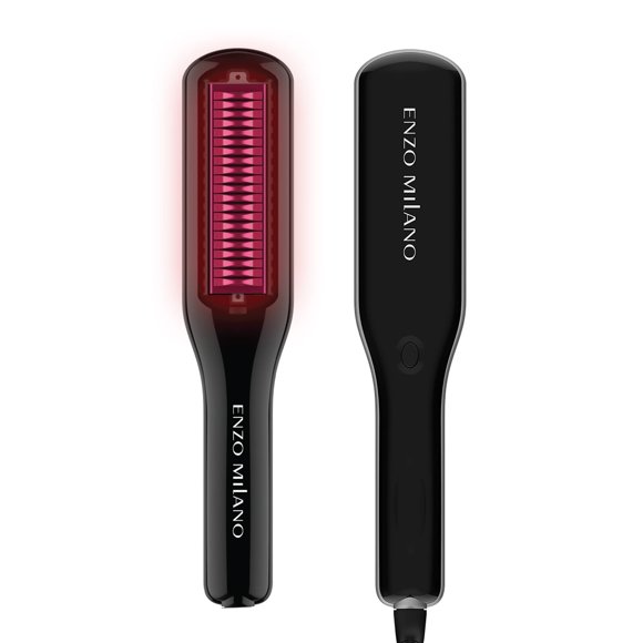 Enzo Milano - SX ENZOcool Professional Peine caliente 2 en 1 para cabello grueso y fino Plancha y rizador con calentamiento cercano a la raíz para estilos ondulados