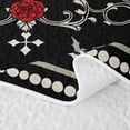 thumbnail image 5 of Homewish Gothic Rose Quilt Full, Bohemian Flower Full Bedspread Sets, Black Red Gray White, 3 Pieces 1 Bedspread and 2 Pillowcases, 5 of 7
