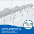 thumbnail image 3 of Kenney Rust-Proof Aluminum Beaded Roller Ball Shower Curtain Double Hooks, Set of 12, Matte Grey, 3 of 6