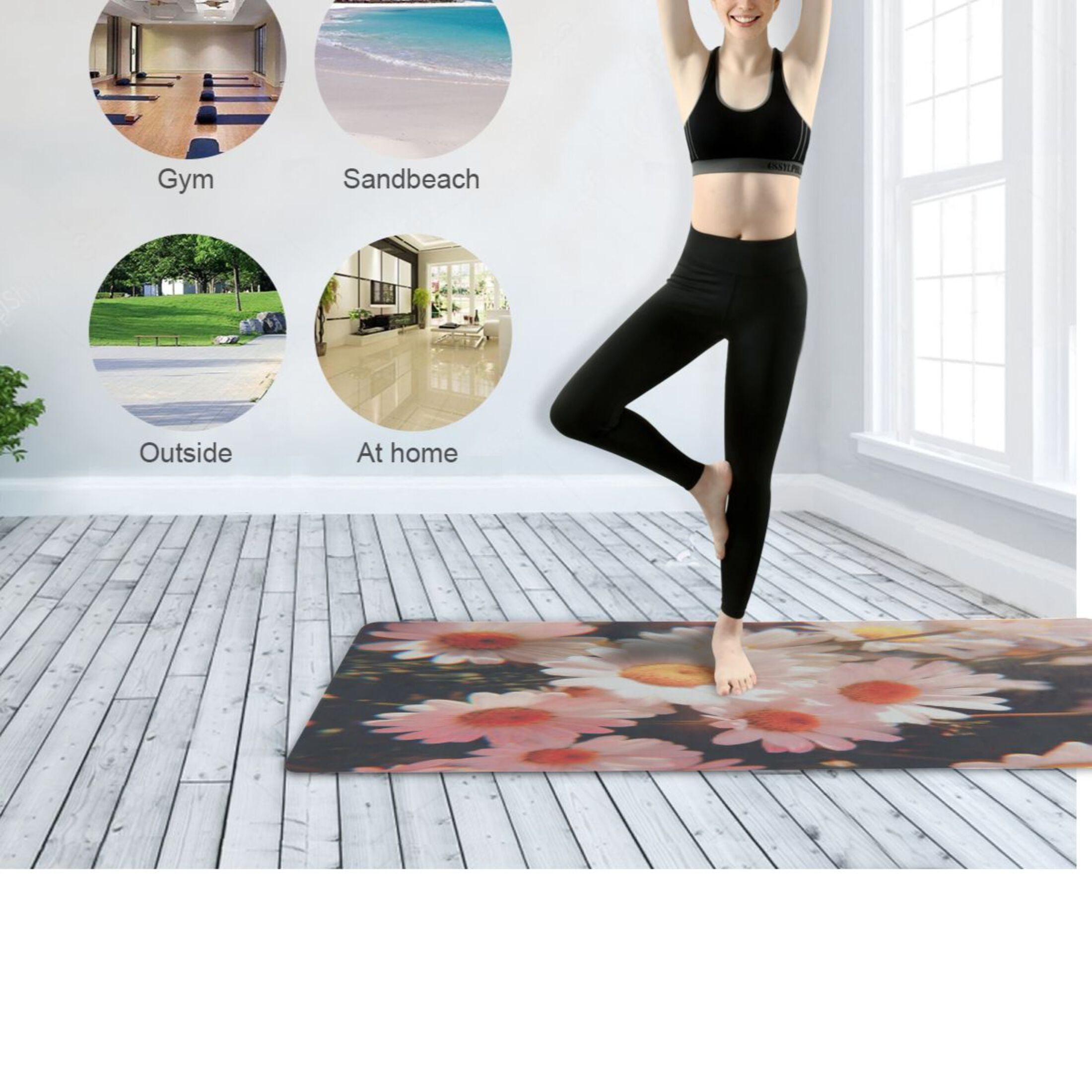 BZSMCE Yoga Mat Women Fitness Mat Daisy Field Pattern