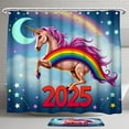 thumbnail image 1 of Vibrant Shower Curtain with Rainbow - Whimsical 2025 Theme, 1 of 4