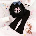 thumbnail image 2 of UAYOTSE Kids Toddler Girl Clothes Winter Outfits Shirt Top Bell Bottom Pants Set Little Girl Fall Spring Clothing,Sizes 2-3 Years, 2 of 8