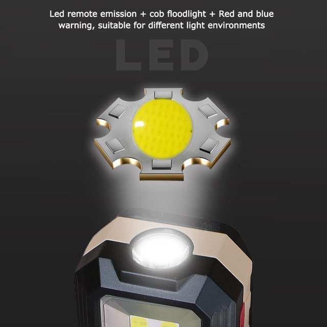 Luz De Trabajo Magnética Escalada Luz de trabajo magnética recargable COB, linterna portátil, linterna de Camping, plegable Likrtyny Para Estrenar