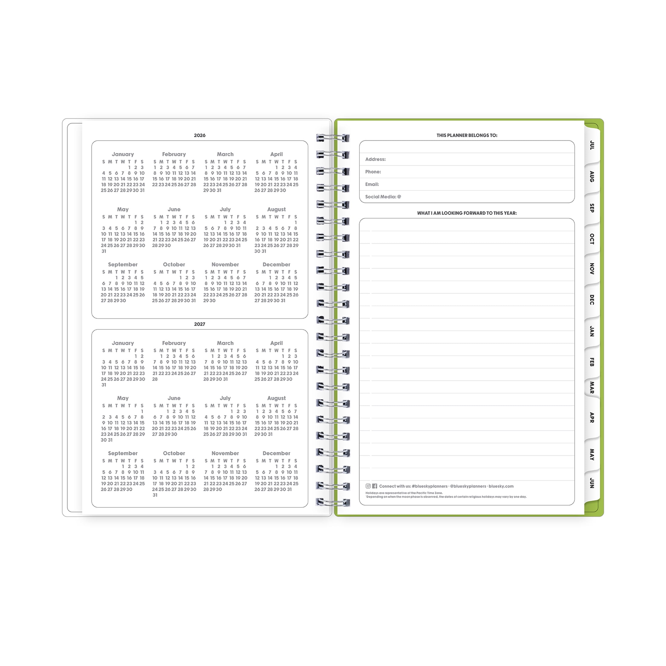 Blue Sky Gen Z Monthly Weekly Planner, 5" x 8", Slime 15-Month (April 2026 - June 2027)