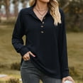 thumbnail image 5 of Pimfylm Women's Long Sleeve Shirts 2025 Fall Henley Dressy Loose Casual Tops Trendy Blouses Cute T-Shirts Outfits Clothes Navy, M, 5 of 7