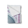 thumbnail image 2 of Moroccan Soft Flannel Fleece Throw Blanket, Old Fashion Ottoman Arch Door Surrounded by Digital Featured Geometry Motif, Cozy Plush for Indoor and Outdoor Use, 50" x 70", Mauve Grey, by Ambesonne, 2 of 5