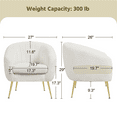 thumbnail image 5 of Alden Design Modern Tufted Boucle Barrel Accent Armchair with Gold Metal Legs for Living Room, Ivory, 5 of 10